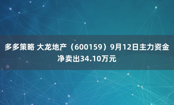 多多策略 大龙地产（600159）9月12日主力资金净卖出34.10万元
